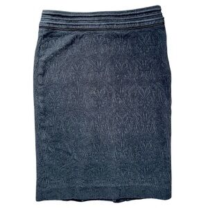 Kingslee Greene Size 4 Skirt Gray Textured Jacquard Midi Pencil w/ Grommet Detai